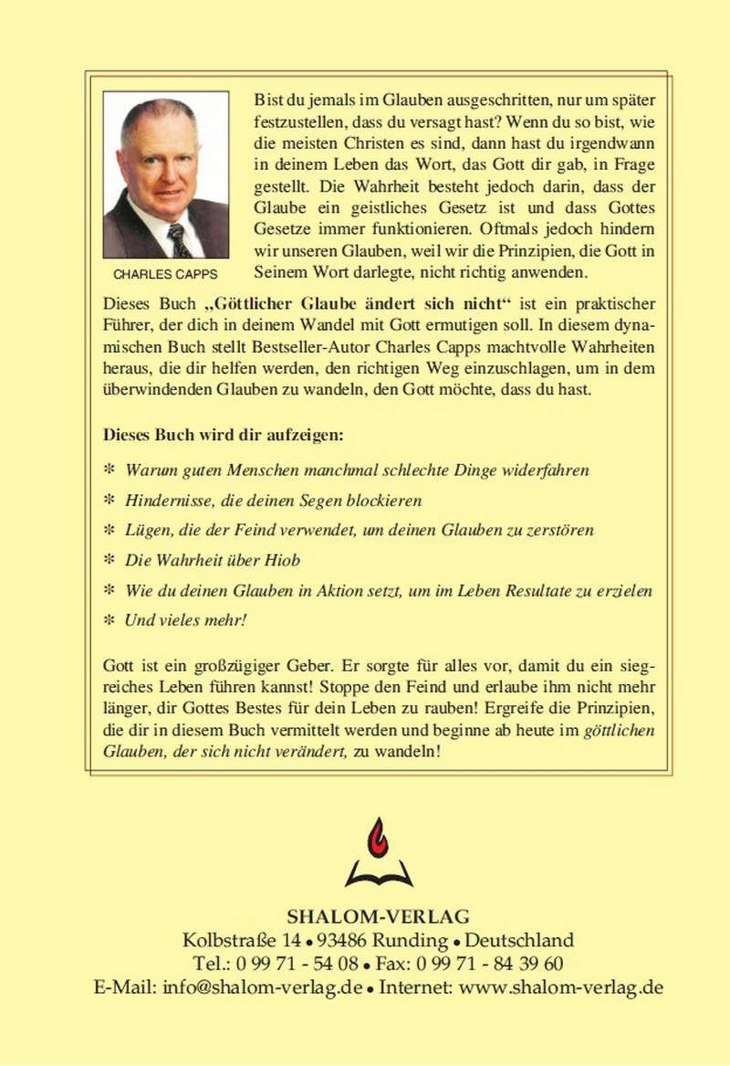 Sonderangebote - Charles Capps: Göttlicher Glaube ändert sich nicht (Rabattangebot 8 Stk + 2 Gratis)