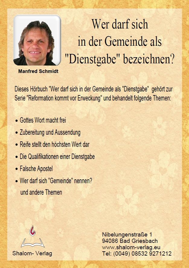 Hörbücher Deutsch - Manfred Schmidt: Wer darf sich in der Gemeinde als Dienstgabe bezeichnen (1 CD)