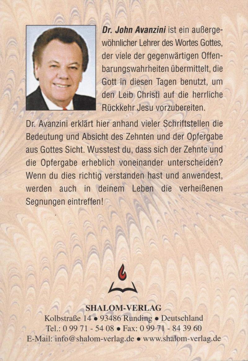 Minibücher - John Avanzini: John Avanzini: Sind der Zehnte und die Opfergabe ein und dasselbe?