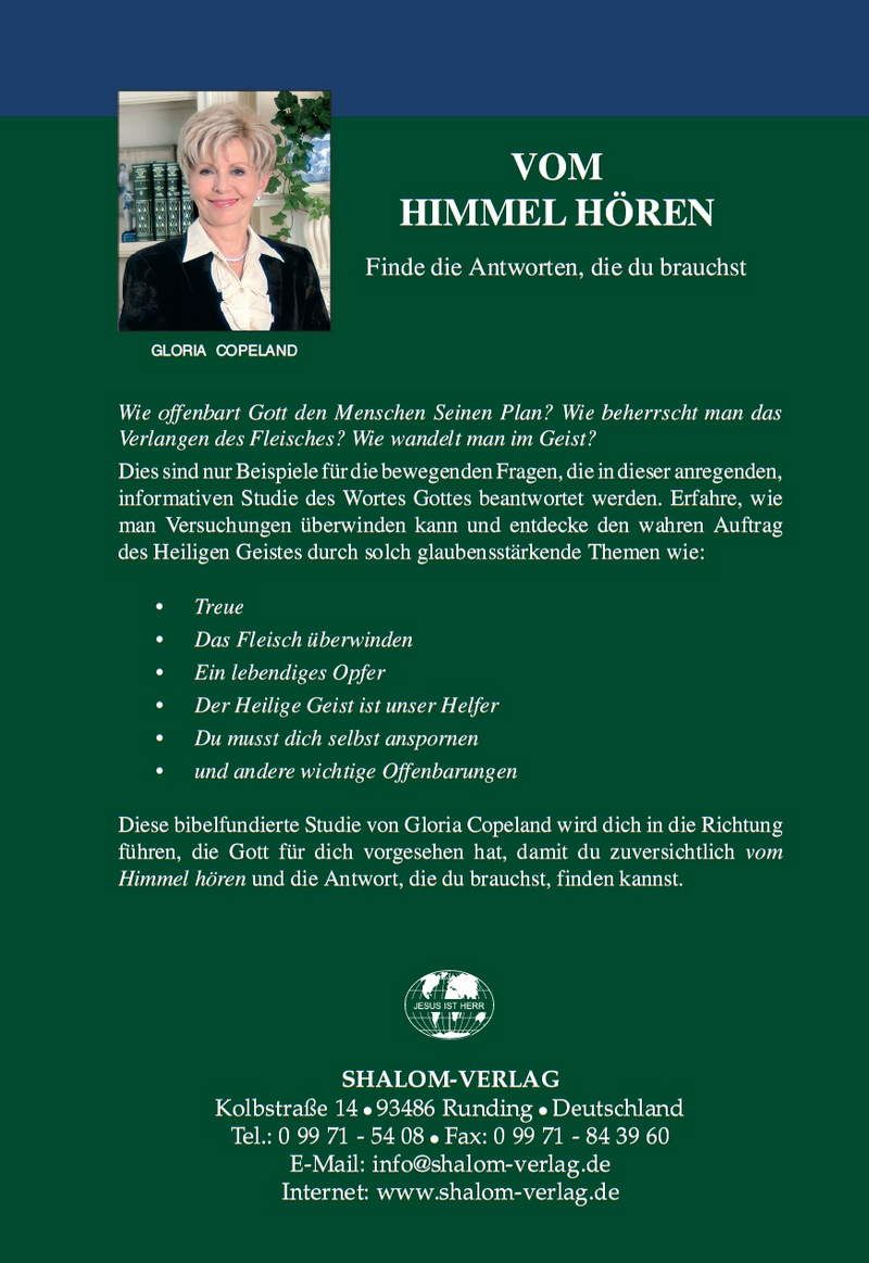 Büchersortiment - Sonderangebote - Gloria Copeland: Vom Himmel hören (50% reduziert)