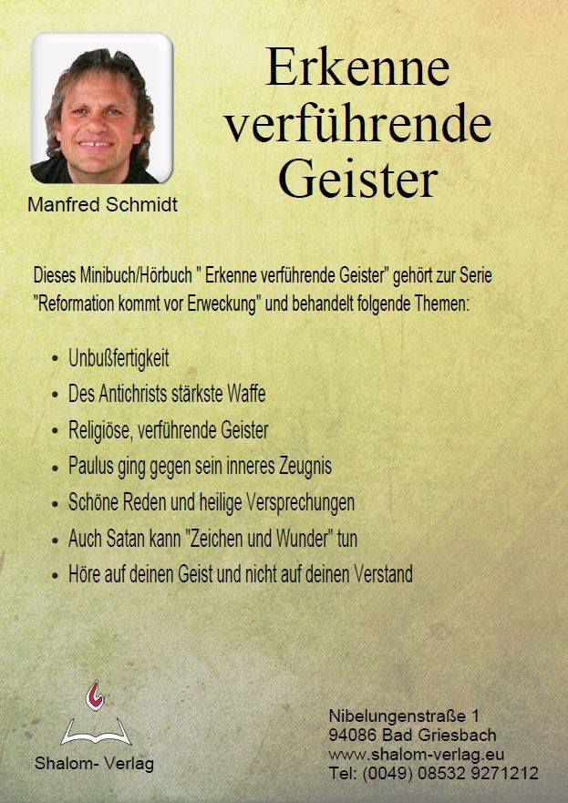 Hörbücher Deutsch - Manfred Schmidt: Erkenne verführende Geister (2 CDs)