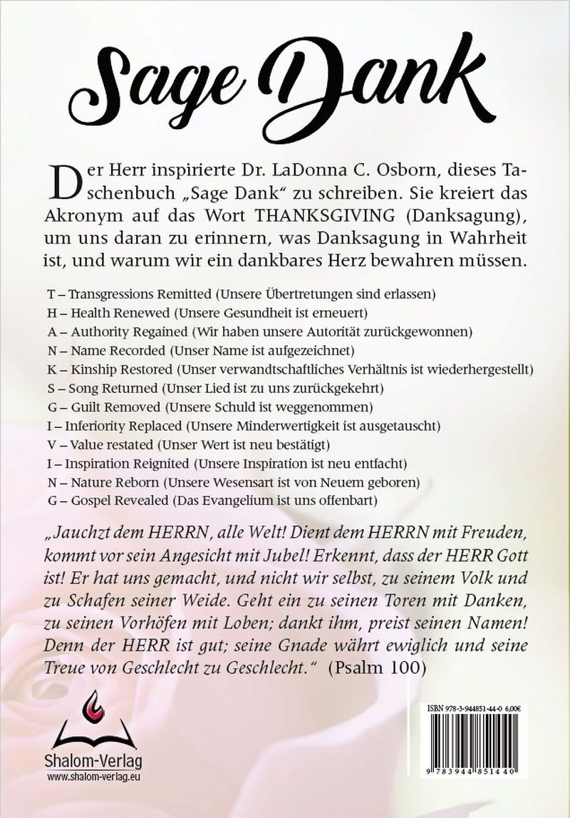 Büchersortiment - LaDonna C. Osborn: Sage Dank