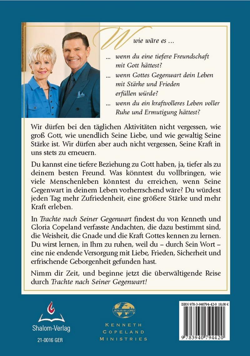 Büchersortiment - Andachtsbücher - Kenneth & Gloria Copeland: Trachte nach Seiner Gegenwart