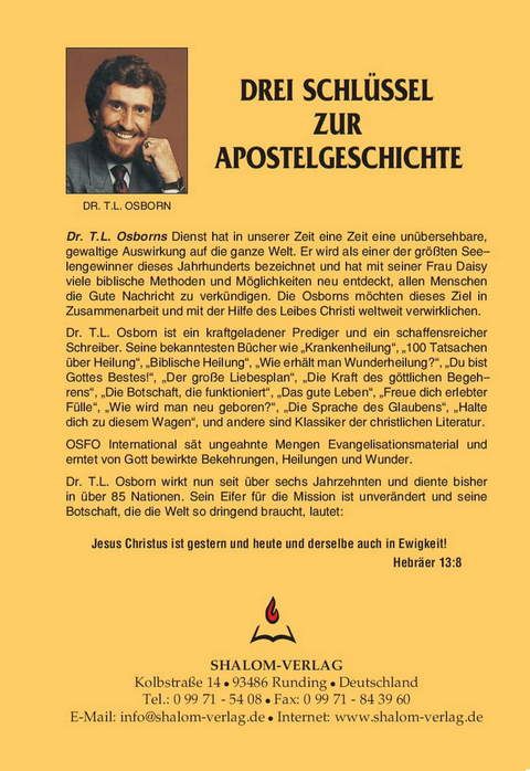 Büchersortiment - T.L. Osborn: Drei Schlüssel zur Apostelgeschichte