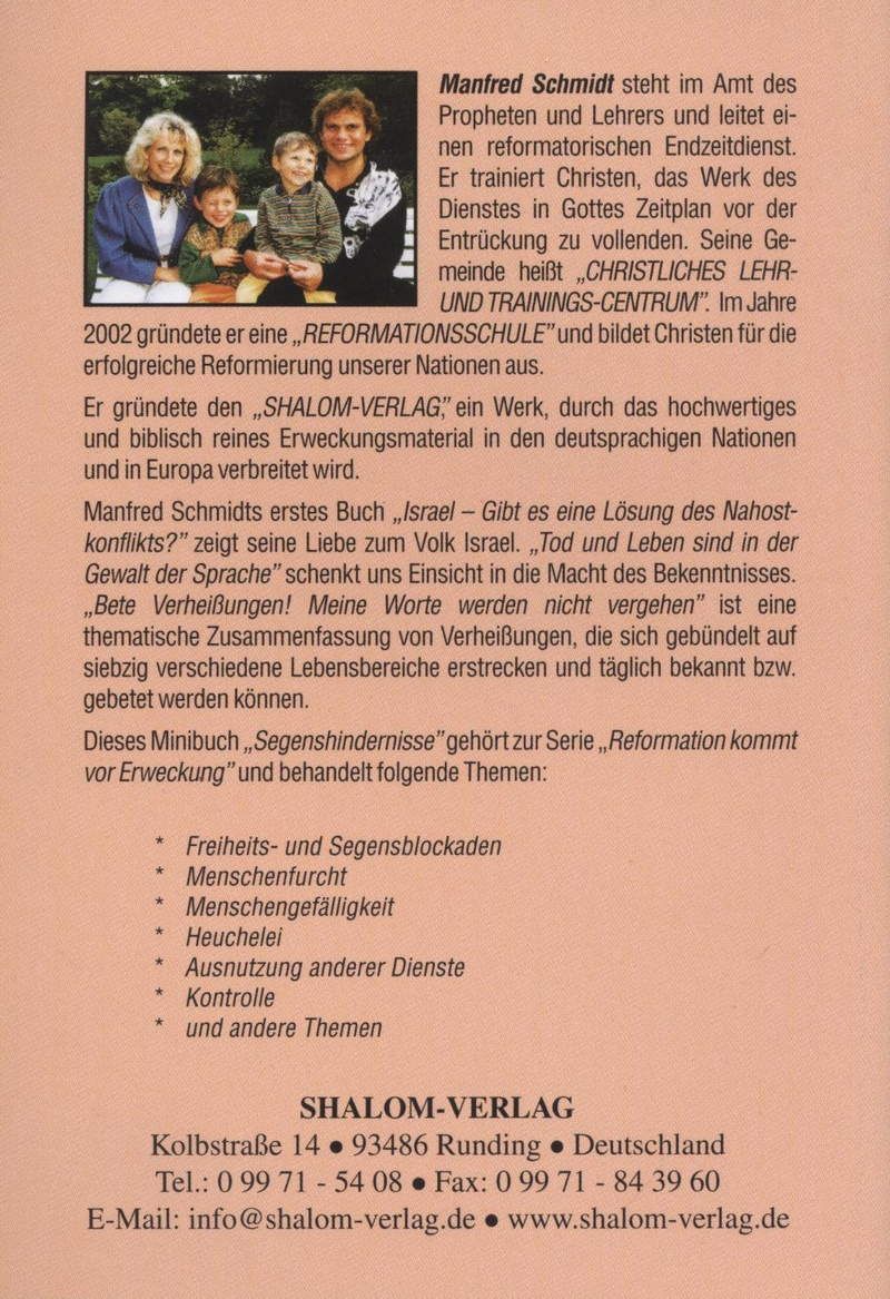 Büchersortiment - Minibücher - Manfred Schmidt: Segenshindernisse