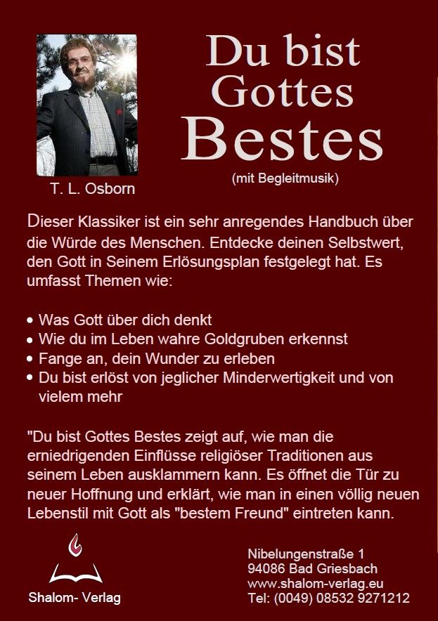 Hörbücher Deutsch - T.L. Osborn: Du bist Gottes Bestes! (mit Hintergrundmusik-3 CDs)