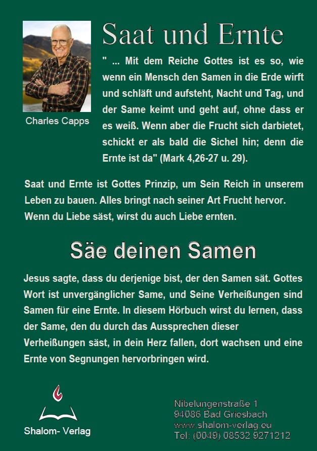 Hörbücher Deutsch - Charles Capps: Saat und Ernte (1 CD)