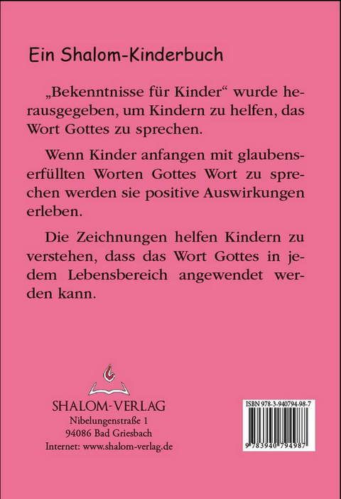 Kinder- & Jugendbücher - Büchersortiment - Minibücher - Shalom-Verlag: Bekenntnisse für Kinder