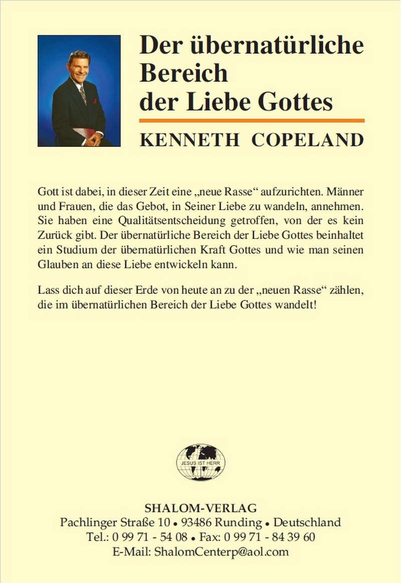 Büchersortiment - Sonderangebote - Kenneth Copeland: Der übernatürliche Bereich der Liebe Gottes (Rabattangebot 4 Stk + 1 Gratis)