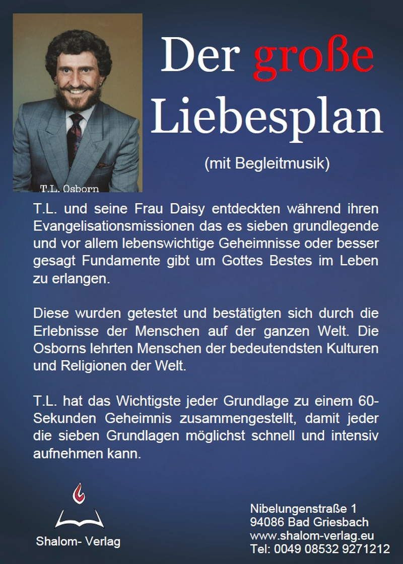 Hörbücher Deutsch - T.L. Osborn: Der große Liebesplan (mit Hintergrundmusik-MP3-1CD)