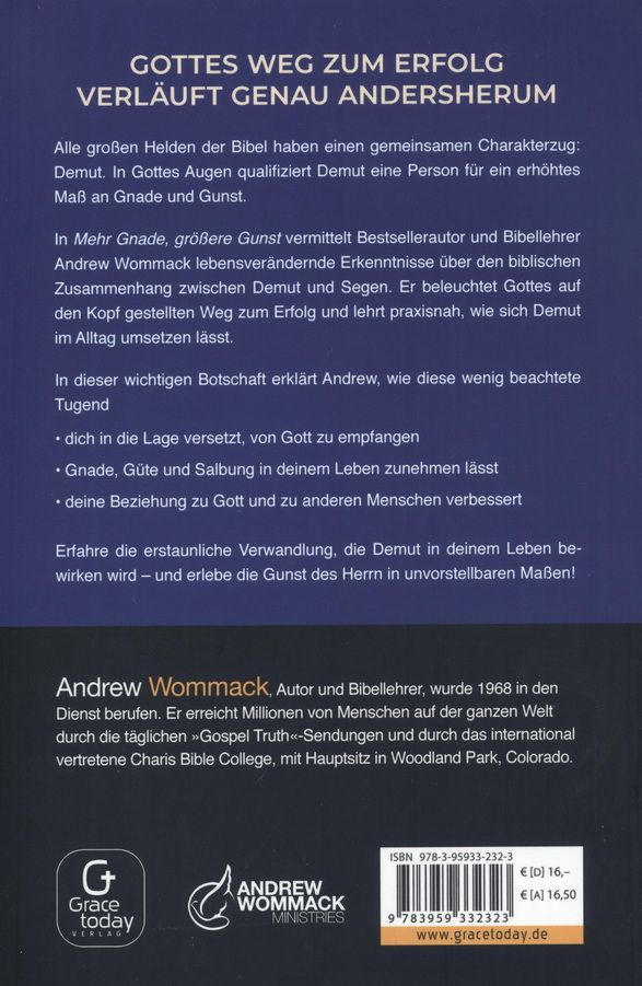 Büchersortiment - Andrew Wommack: Mehr Gnade, größere Gunst