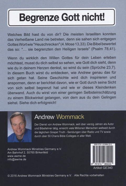 Büchersortiment - Andrew Wommack: Begrenze Gott nicht