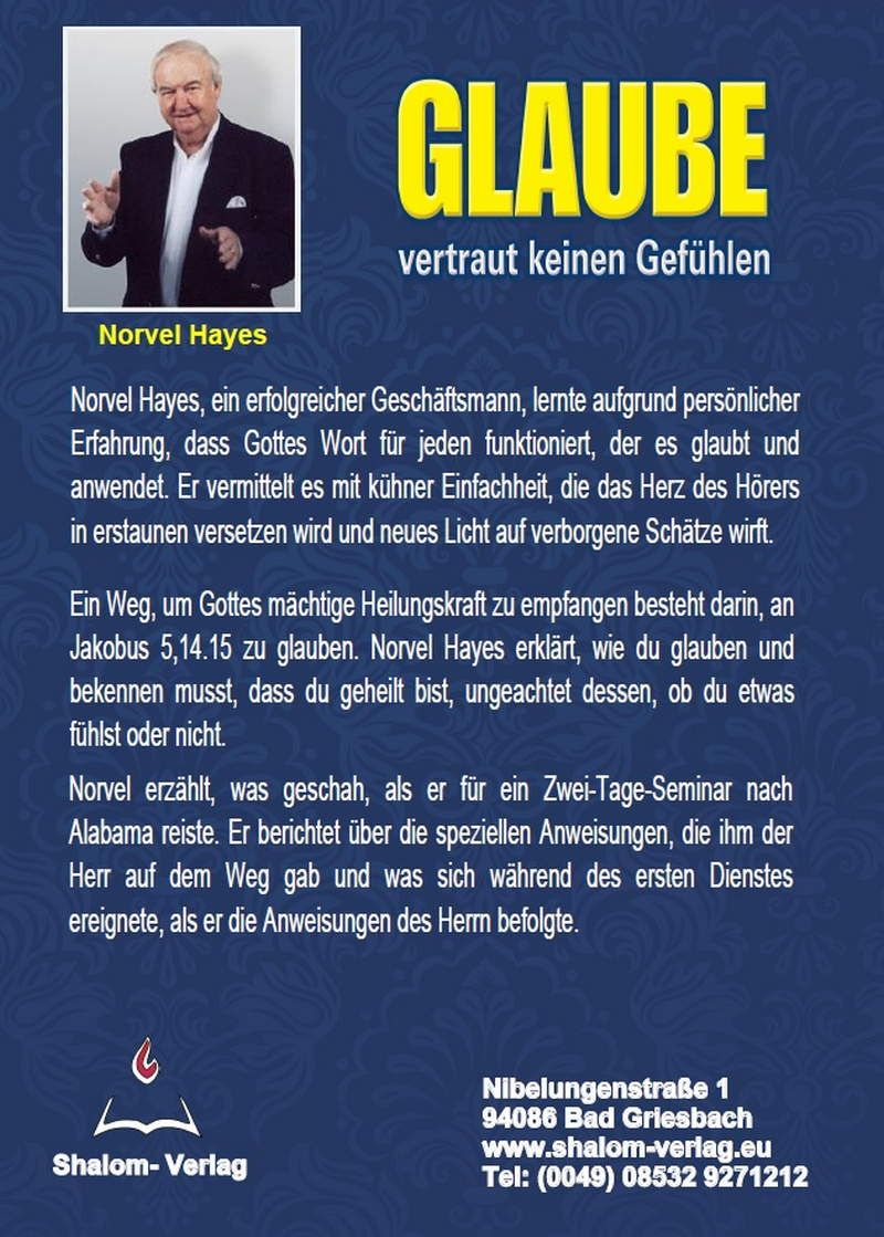 Hörbücher Deutsch - Norvel Hayes: Glaube vertraut keinen Gefühlen (1 CD)