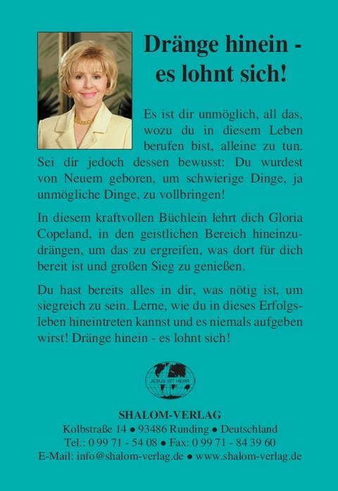 Büchersortiment - Minibücher - Sonderangebote - Gloria Copeland: Dränge hinein - es lohnt sich