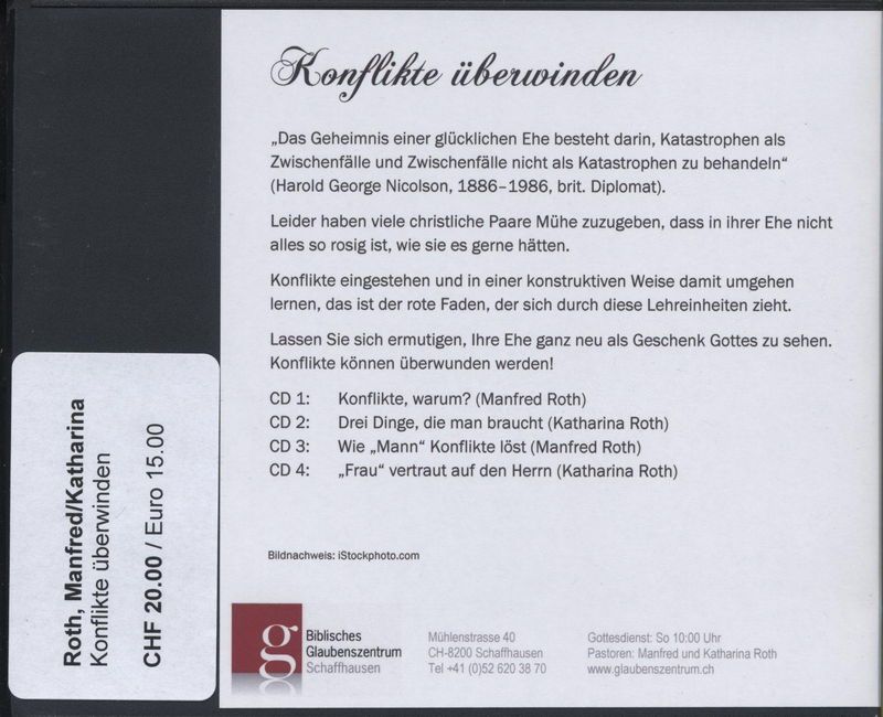 Predigten Deutsch - Manfred & Katharina Roth: Konflikte überwinden (4CDs)